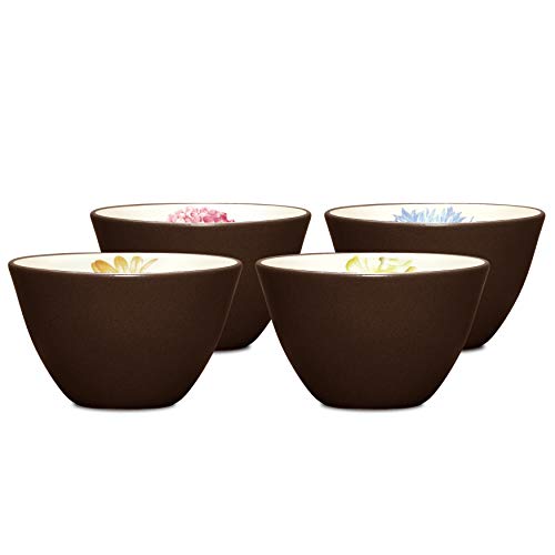 Noritake Colorwave Floral Bowl, 4-Inch, Chocolate, Set of 4