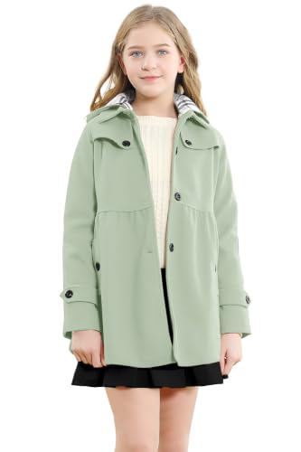 Image of Betusline Girls' Dress Coat, Kids Hoodie Wool Blend Coats Fall Winter Outerwear Peacoat,2-14 Years