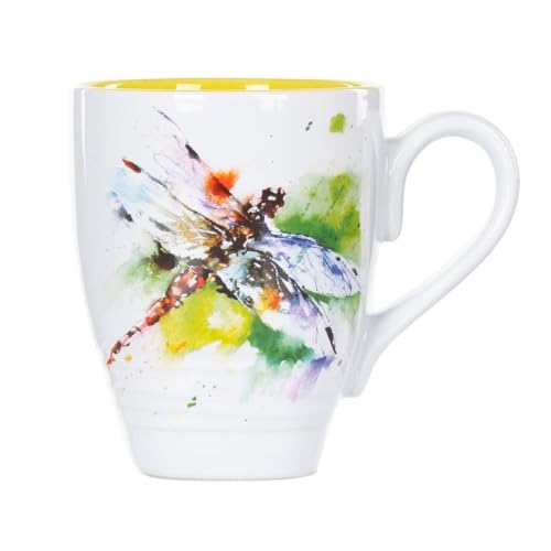 DEMDACO Stoneware Watercolor Dragonfly Mug by Dean Crouser, 16 oz