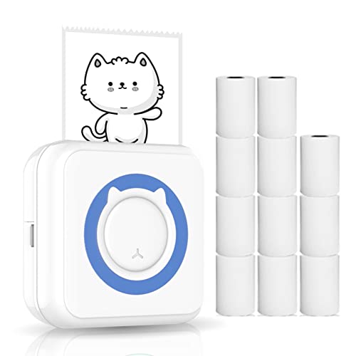 HUIOP Impresora fotográfica,Impresora fotográfica multifunción Todo-en-Uno Impresora portátil multifunción inalámbrica Soporte de conexión BT para Smartphone con 11 rollos de papel 57 Mm