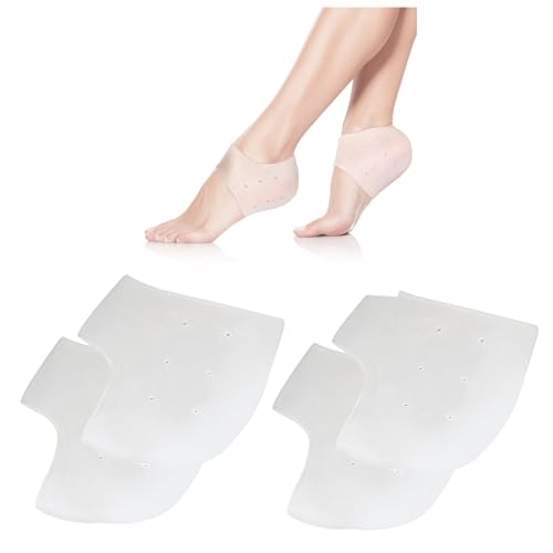 Funngy Protector de Talon,4 PCS Taloneras de Silicona Transpirables para Fascitis Plantar Protector Talón Terapéutico para Hombres y Mujeres Alivia Dolor de Talón Espolones y Talones Secos Agrietados