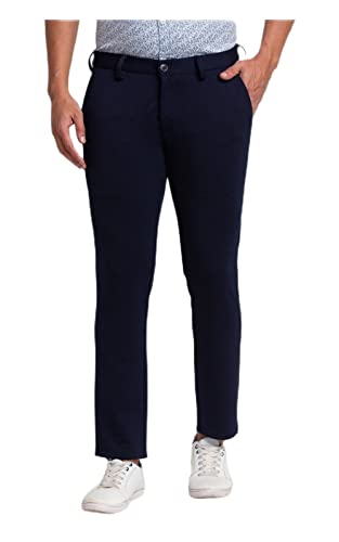Image of Parx Men's Terry Rayon Blend Solid Pattern Super Slim Fit Flat Front Casual Trouser