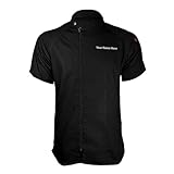 ChefsCloset Personalized Jamison Men's Short Sleeve Chef Coat – Embroidered Chef Jacket with Offset Zipper and Mesh Panels (Black, Medium)