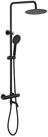 MICHEN Shower System with High Pressure Rainfall Shower Head, Handheld Shower Head and Shower Faucet Valve, Bathroom Luxury Rain Mixer Shower Combo Set Wall Mounted Matte Black