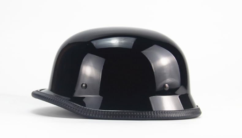 Woljay German Style DOT Approved Vintage Motorcycle Helmets (Gloss Black, XL)