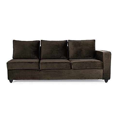 Image of Wakefit Sofa Set | 3 Year Warranty | Sofa 3 Seater, 3 Seater Sofa for Living Room, Wooden Sofa Set, 3 Seater + Left Aligned, Sofa for Living Room - Napper(Fabric-Velvet : Stone)