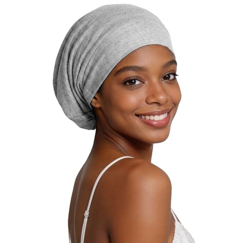 Kiiwah Bonnet Satin Cheveux Nuit de Bambou Unisexe, Slouchy Beanie Ajustable avec Doublure en Satin pour Dormir, Chapeau de Sommeil pour Chimio Bonnet de Soin Capillaire en Soie pour Femme Homme