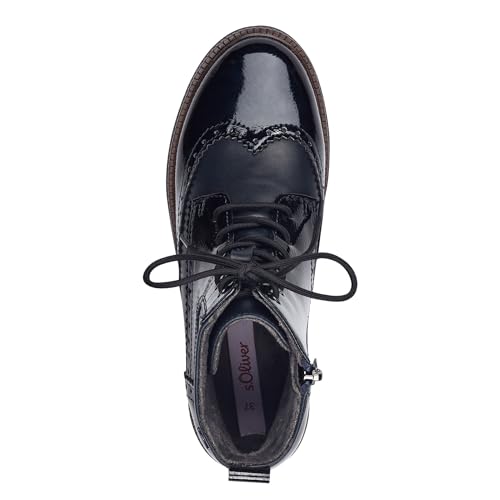 s.Oliver Damen Schnürstiefel ohne Absatz mit Reißverschluss Vegan, Blau (Navy), 36 EU – Ansicht 4
