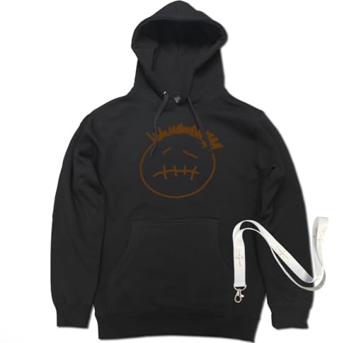 FTD Apparel Men's Face Logo AJ1 Black/Brown Pullover Hooded Sweater - Small Black/Brown