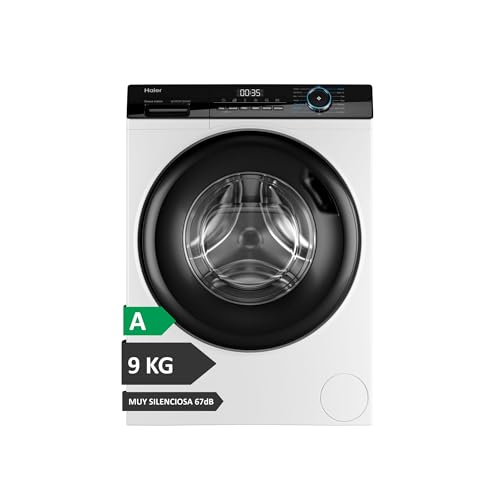 Haier I-Pro Series 3 HW90-B14939-IB Lavadora Carga Frontal 9kg, Función Vapor, Motor Direct Motion, Tratamiento Antibacterias, 1400 RPM, Fin Diferido, Detector Automático de kg, Blanco