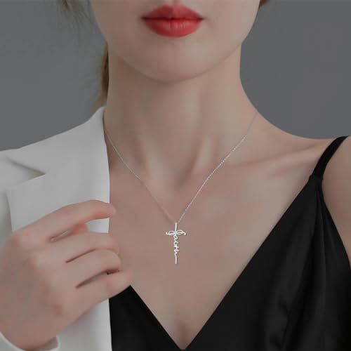 Diamond Faith Cross Necklace for Women 925 Sterling Silver Infinity Faith Pendant with Lab Grown Diamond Jewelry Gifts for Her2
