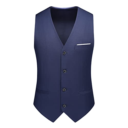 Mens Suits 3 Pieces Slim Fit One Button Solid Suit Blazers for Business Wedding Formal Prom Tuxedo Blazer Vest & Pant Set4