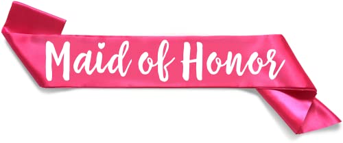 Team Bride Range Individual Sash - Sophisticated & Fun Party Favor for Bachelorette Party, Bridal Shower & Wedding Party - Double-Layer Sewn Satin (Maid of Honor, Pink)