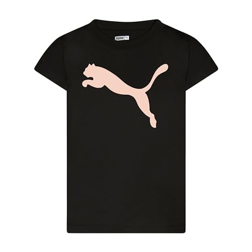 Image of Puma Girls Core Logo Short Sleeve T-Shirt, Crewneck, Soft and Lightweight