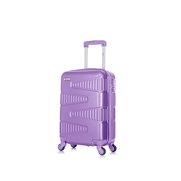 Senator ABS Durable Hard Shell Unisex Suitcase Modern Fashion Travel Case Carry on Luggage Trolley with 4 Single Quite Spinner wheels KH1075 (Carry-On 20-Inch, Highlight Purple)