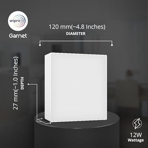 Wipro Garnet 12W Rimless Square Led Surface Panel | Cool White Light (6500K) | Elegant Rimless Design for Wider Spread of Light | Surface Mounted Led Down Light for Ceiling | Pack of 4 3 31NOgbW y1L
