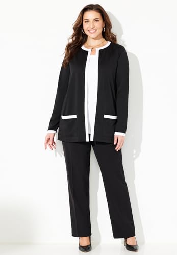 Catherines Women's Plus Size Ponte Jewel Neck Blazer2