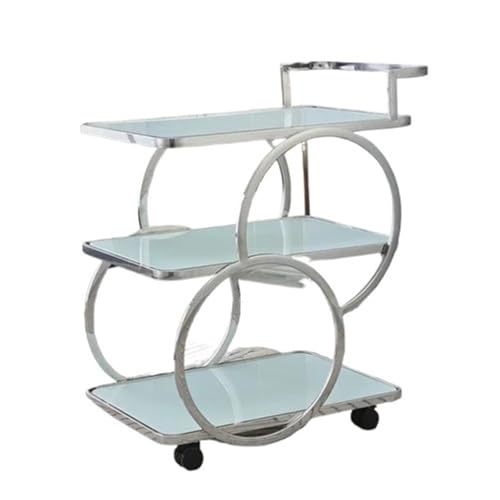 EXKURPOO Carrito Camarera Mesas de Bar con Ruedas, Carrito de Cocina, botellero metálico for vinos, Carrito de Servicio, aparadores, estanterías, archivadores, Muebles de Hotel(Style 4)