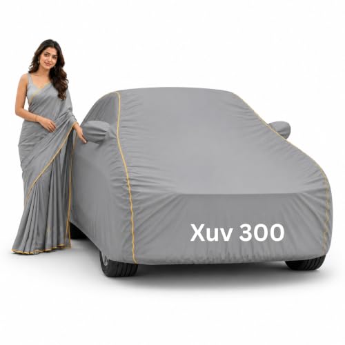 Image of Magic 6-Layer 100% Waterproof Custom Fit Car Cover for XUV300 (All Models) Grey | All Weather Protection | UV, Heat, Rain, Dust & Scratch Resistant | Outdoor & Indoor Full Body Car Cover