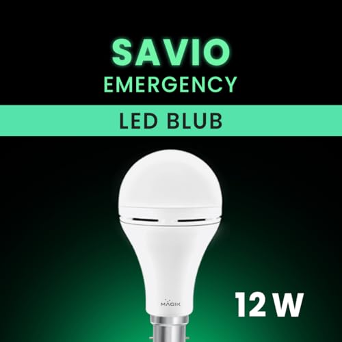 Image of MAGIK Savio 12W LED Rechargeable Emergency Bulb | 6500K Cool White | 4-Hour Backup | B22 Base | Energy Efficient Light for Power Cuts | Pack of 1
