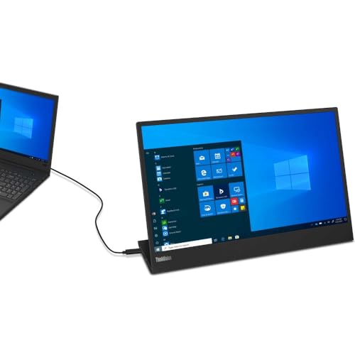 Image of Lenovo ThinkVision M15 15.6 inch Full HD WLED LCD Monitor - 16:9 - Raven Black