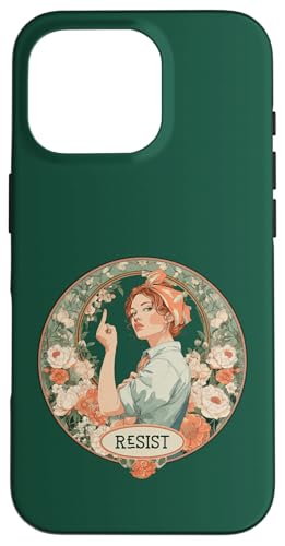 レディース レジスト アールヌーボー ロージー フェミニスト スマホケース iPhone 16 Pro 用