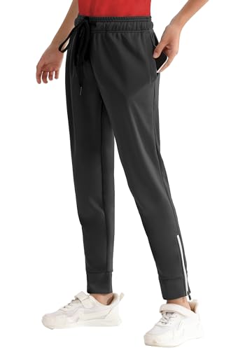 Boys Track Pants Joggers Sweatpants with Zipper Pockets Kids Active Workout Athletic Running Gym Quick Dry UPF50