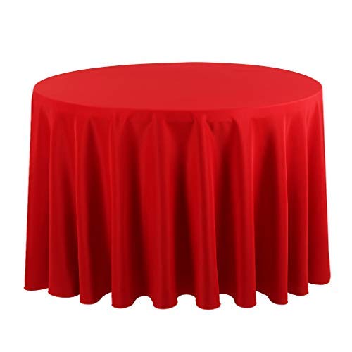 Waysle Red 120 Inch Round Tablecloth, Washable Polyester Table Cover, for Wedding, Restaurant, Party & More