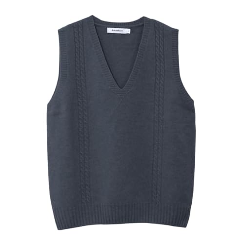 Image of Amazhiyu Womens 100% Wool Sweater Vest Sleeveless V Neck Knitted Pullover Top