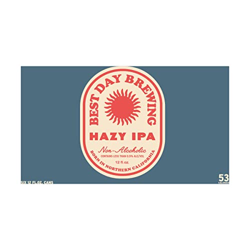 Best Day Brewing, Non Alcoholic Hazy IPA, 6pk, 12 Fl Oz Cans
