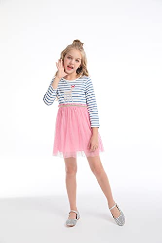 Toddler Girls Long Sleeves Dress Casual Fall Winter Party Princess Dress Stripe Lace 3T #TOP1
