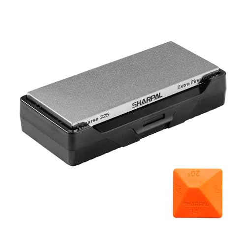 SHARPAL 156N Diamond Whetstone Knife Sharpener with Storage Base 2 Side Grit Coarse 325 / Extra Fine 1200 Diamond Sharpening Stone with Non-Slip Base and Angle Guide (152 x 63mm)