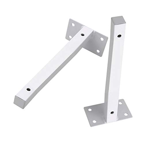 Support D'étagère de Tube Carré en Fer Métallique Flottant,Equerre Etagere de Rangement Cachés en T,Equerre pour Etagere Mural À Angle Droit Décoratif,Blanc,2pcs (250mm/9.8in) Cover