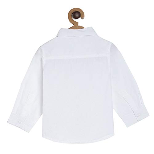 Image of miniklub Boys White & Orange Solid Shirt With Shorts