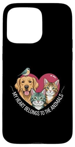 My Heart Belongs To The Animals Dog Cat Bird Pet Lover �X�}�z�P�[�X iPhone 15 Pro Max �p