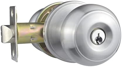 Comfhouse 1 Pack Stainless Steel Ball Entry Door Knob, Keyed-Alike Satin Nickel Entrance Door Knob,Interior/Exterior Door Knob with Lock For Bedroom Bathroom, Front Entry Door Knobs with Lock Same Key