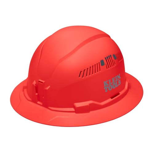Klein Tools 60861BR Hard Hat Vented Full Brim Style Padded Self-Wicking Odor-Resistant Sweatband Orange