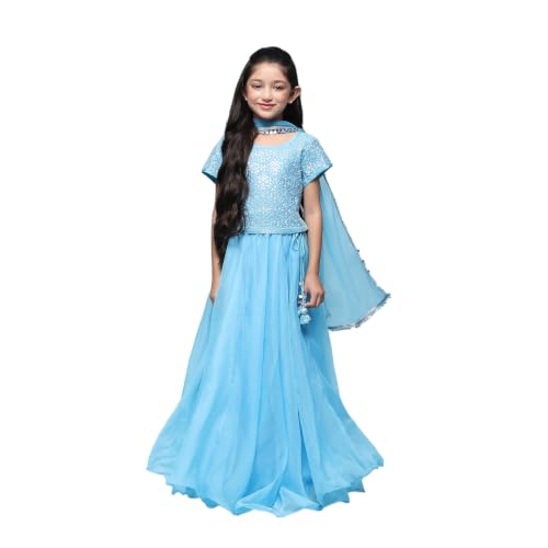 Image of BIBA Girl Polyester Flared Solid Lehenga Set