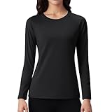 [KEFITEVD] ティーシャツ レディース 長袖 冬 アンダーシャツ 秋服 防寒着 インナー 保温 肌着 スポーツウェア トップス 吸湿 テニス ランニング ヨガ ウェア ブラック M