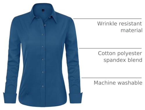 Image of J.VER Womens Dress Shirts Long Sleeve Button Down Shirt Wrinkle-Free Business Casual Blouse Office Work Tops