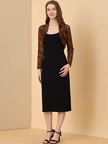 Image of Allegra K Women's Elegant Crop Cardigan Sheer Floral Lace Bolero Shrug Top