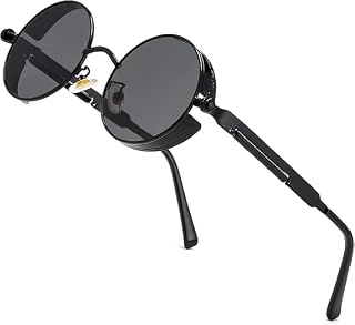 DESEOX Steampunk Retro Sunglasses for men UV400 Protection Gothic Vintage Metal Round Circle Frame Goggles Inspired by All... Price In India