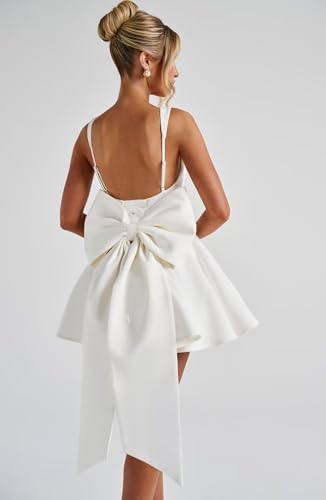 Satin Short Homecoming Dresses for Teens Square Neck A Line Mini Cocktail Party Gowns with Bow Wedding Guest Dress3