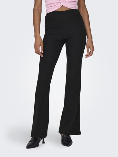 Pantalon évasé ONLY Onlfever en maille côtelée noire taille M