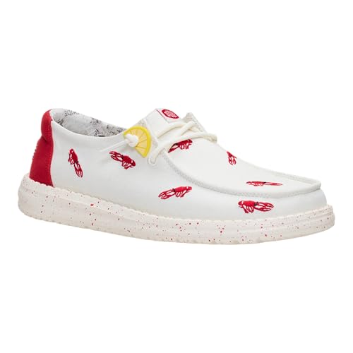HEYDUDE Women's Wendy Embroidered Crawfish Slip On Shoe, White/Multi Size 11 | Lightweight Textile Loafer with Elastic Laces - image 7