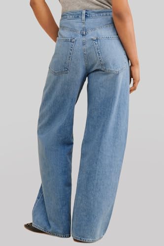 PLNOTME Womens Baggy Wide Leg Jeans Boyfriend Drawstring High Waisted Mom Denim Pants with Pockets4