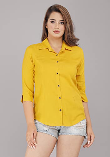 Image of Women Solid Shirt for Office & Casual wear | 3 /4th Sleeves Spread Collar