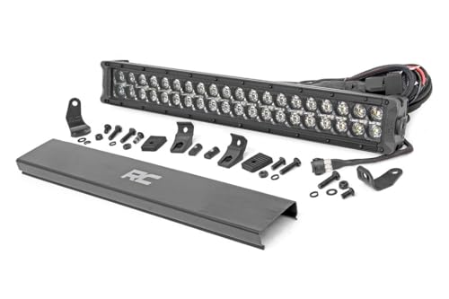 Rough Country 20" Dual Row LED Light Bar with Amber DRL - Black Series 200W, 18000 Lumens, Combo Spot Flood Beam for Off-Road
