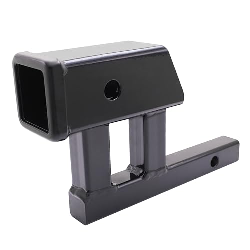 1-1/4 to 2 Hitch Adapter with 5 Rise & Drop Heavy Duty Trailer Hitch Receiver Adapter Steel Hitch Extender Converter for Bike Rack Cargo Carrier Black Powder Coated