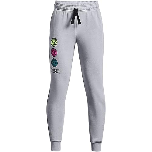 Under Armour Boys' UA Rival Fleece Anaml Joggers Bottoms in Pile, Grigio Chiaro Melange, XL Bambino
